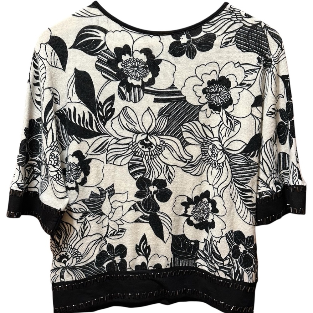 EUC Grayse Elegant Black and White Floral Blouse